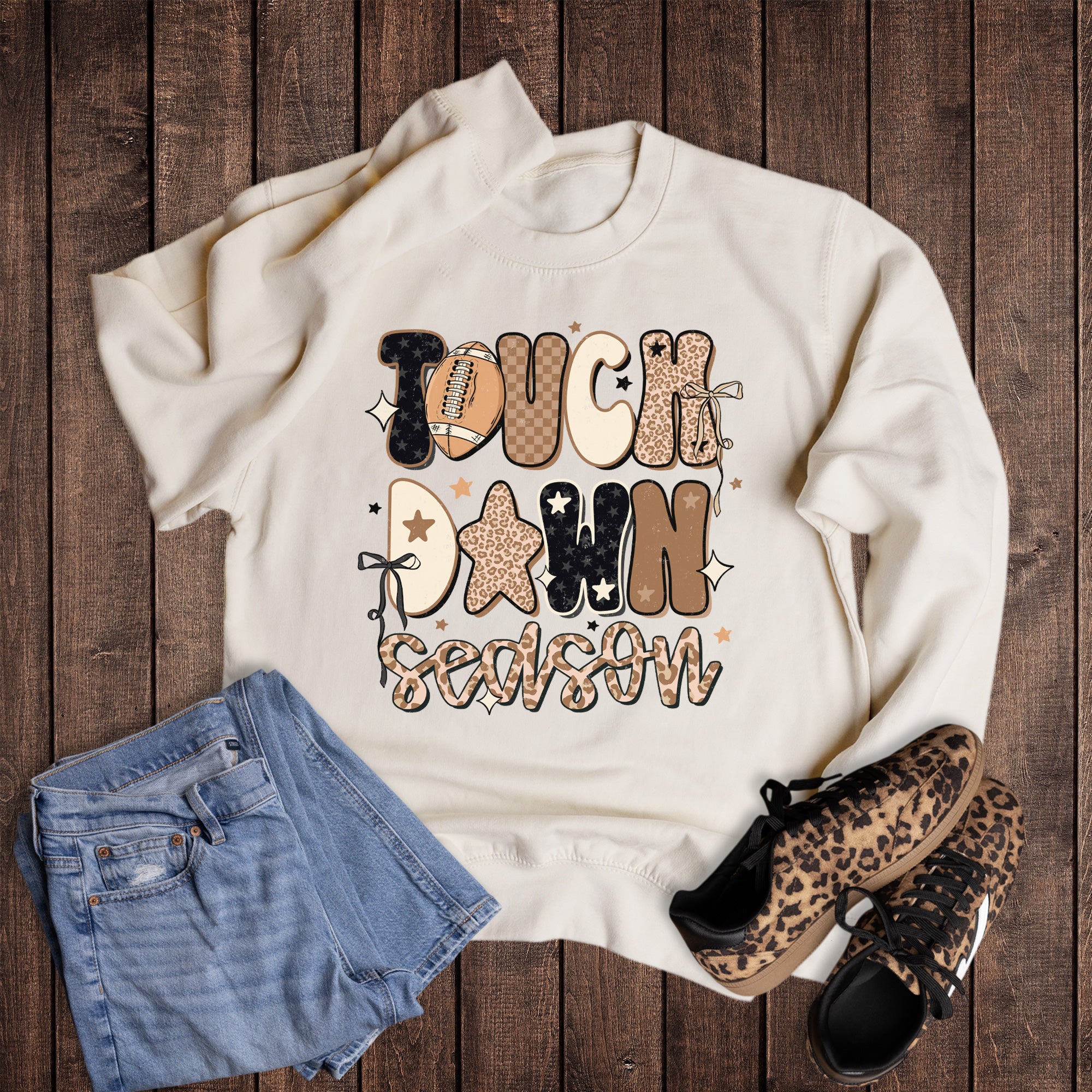 Football Check Leopard Star Touchdown Season Sweatshirt – The Way