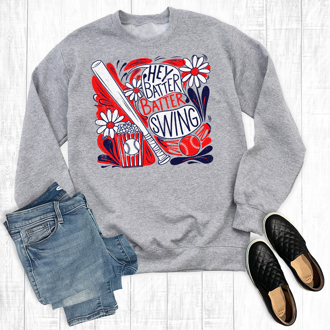 Baseball Floral Hey Batter Batter Swing Sweatshirt
