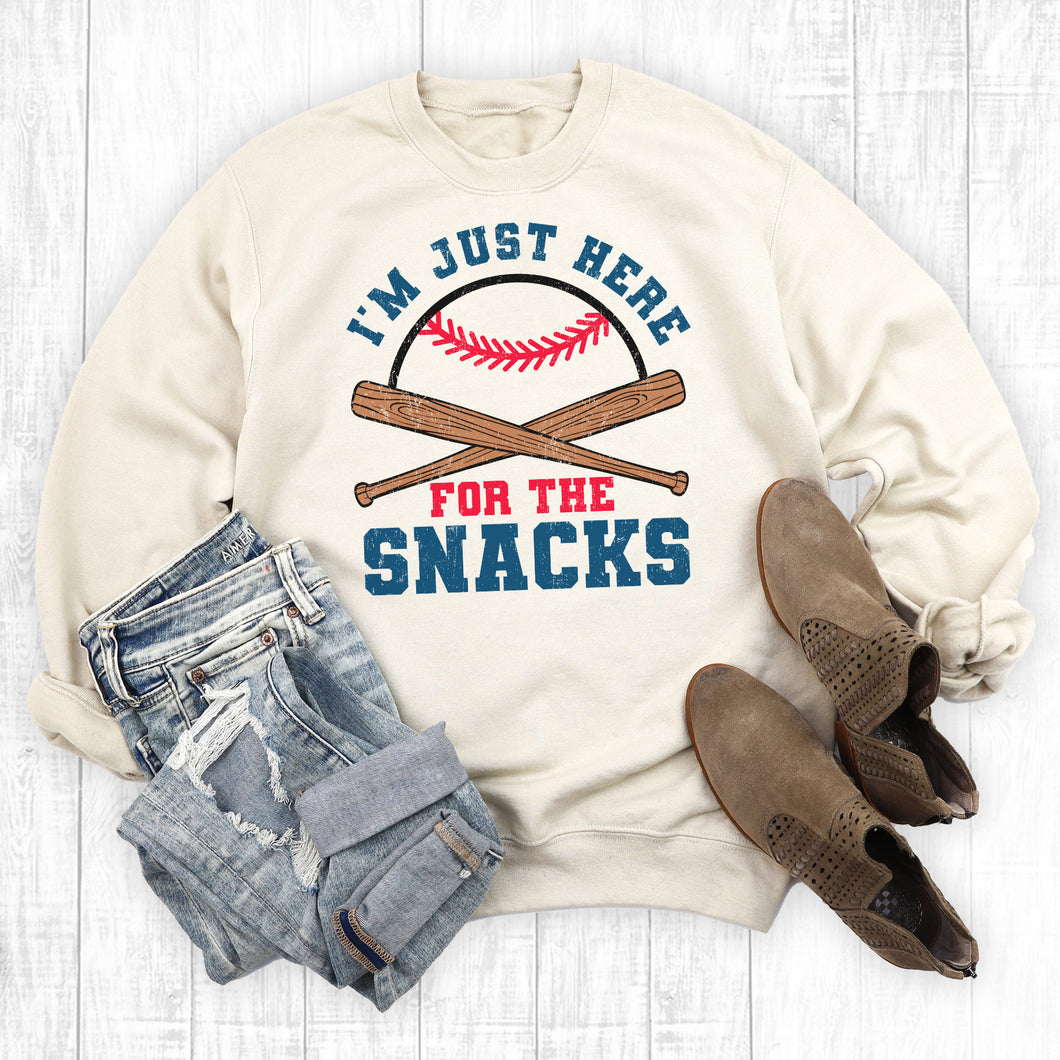 Baseball I'm Just Here For The Snacks Sweatshirt