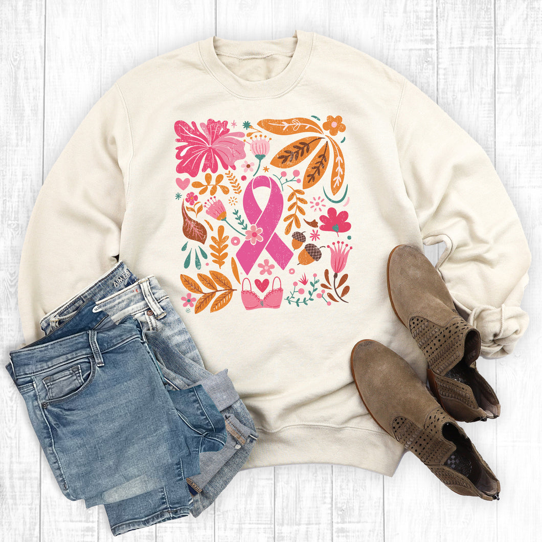 Boho Breast Cancer Awareness Graphic Sweatshirt