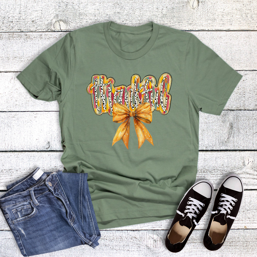 Boho Colorful Thanksgiving Grateful Coquette Bow
