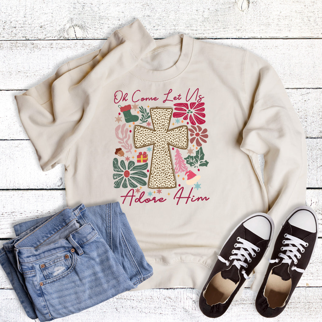 Boho Faith Oh Come Let Us Adore Sweatshirt