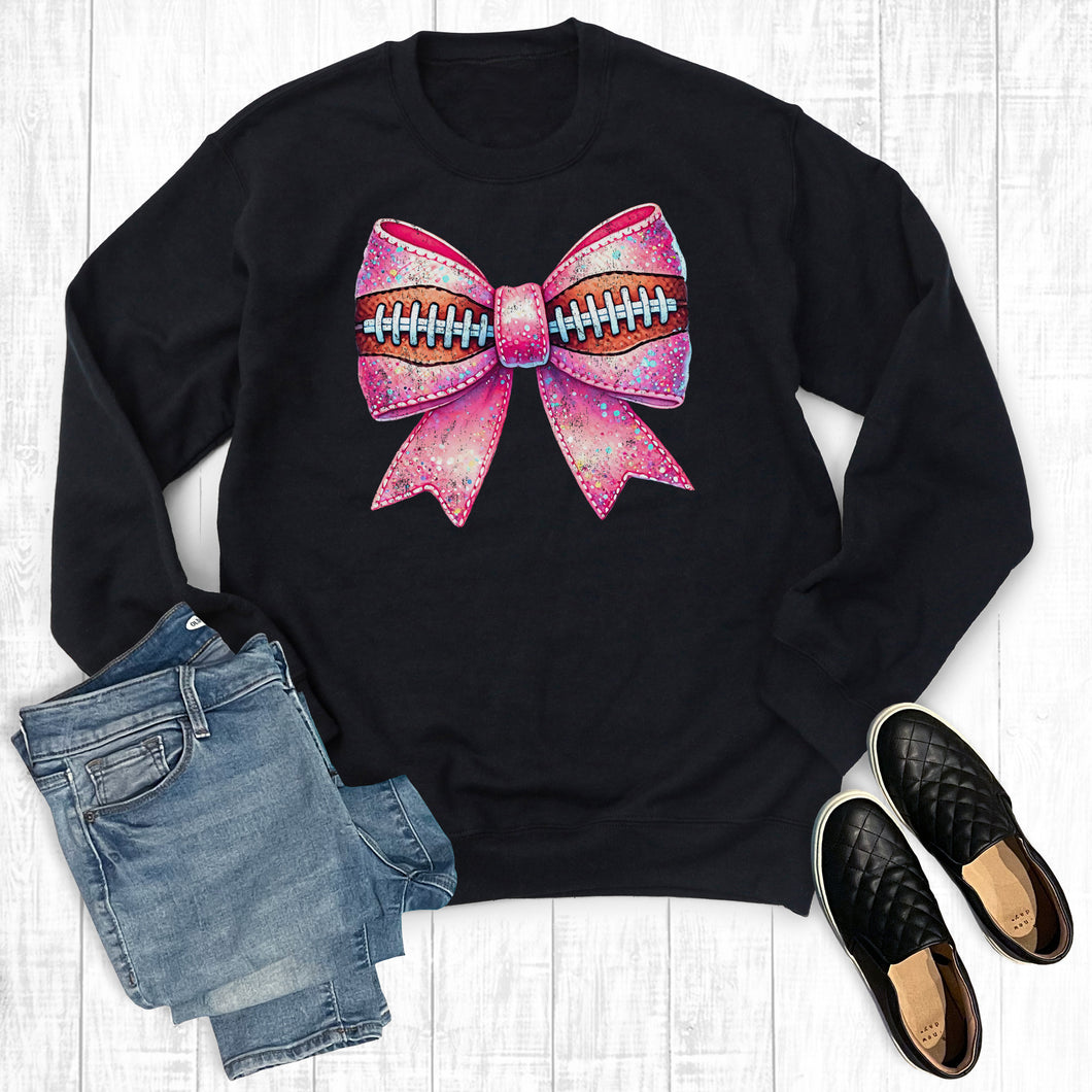 Breast Cancer Football Bow Sweatshirt