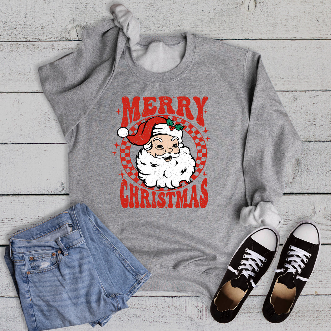 Check Merry Christmas Santa Graphic Sweatshirt