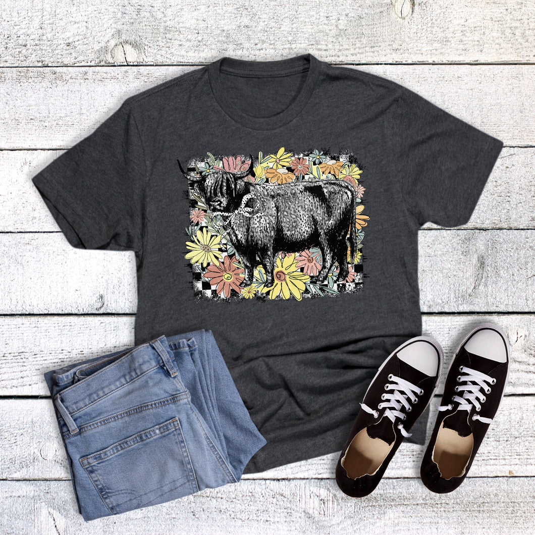 Checker Wildflower Highland Cow