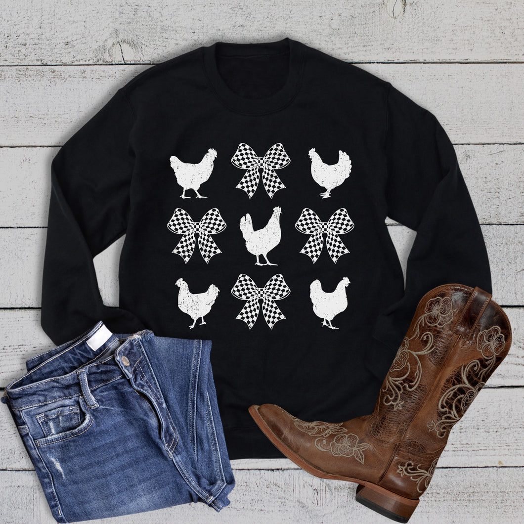 Chicken and Bows Collage Sweatshirt