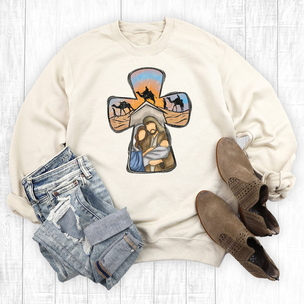 Christmas Baby Jesus Cross Sweatshirt