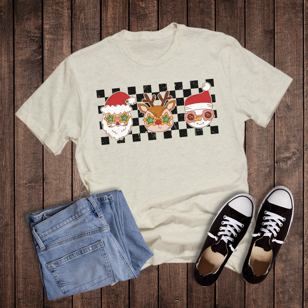 Christmas Check Santa Rudolph Snowman