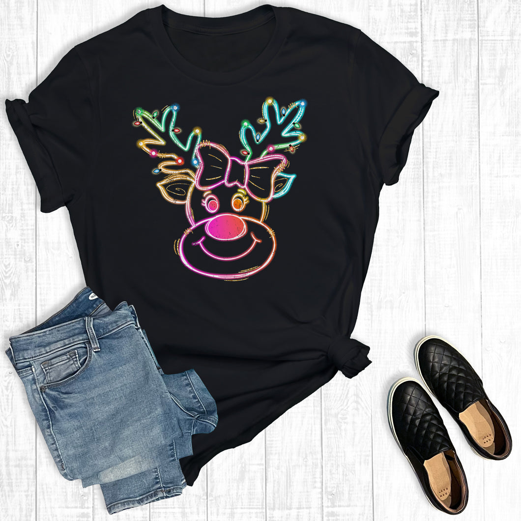 Christmas Coquette Neon Reindeer