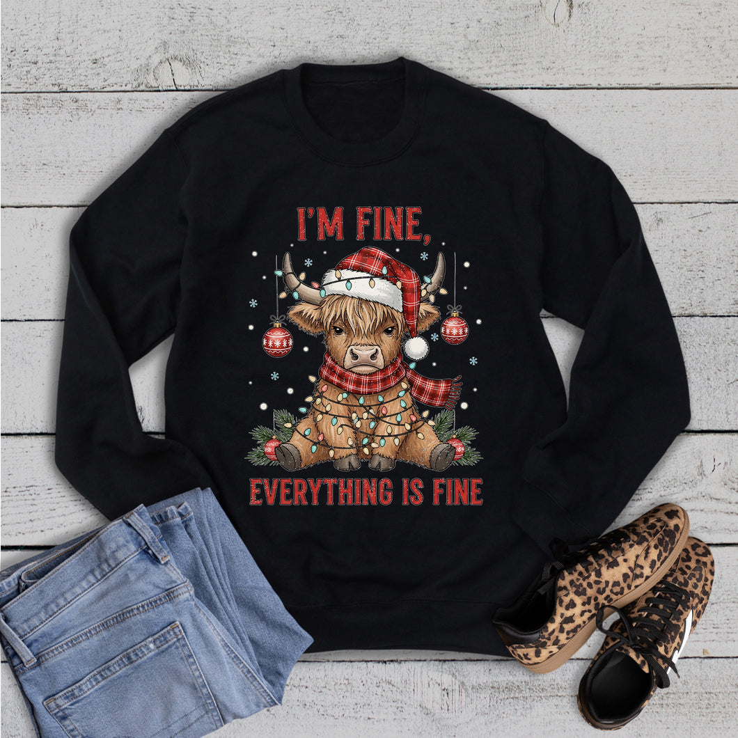 Christmas Cow I'm Fine Everything is Fine Sweatshirt