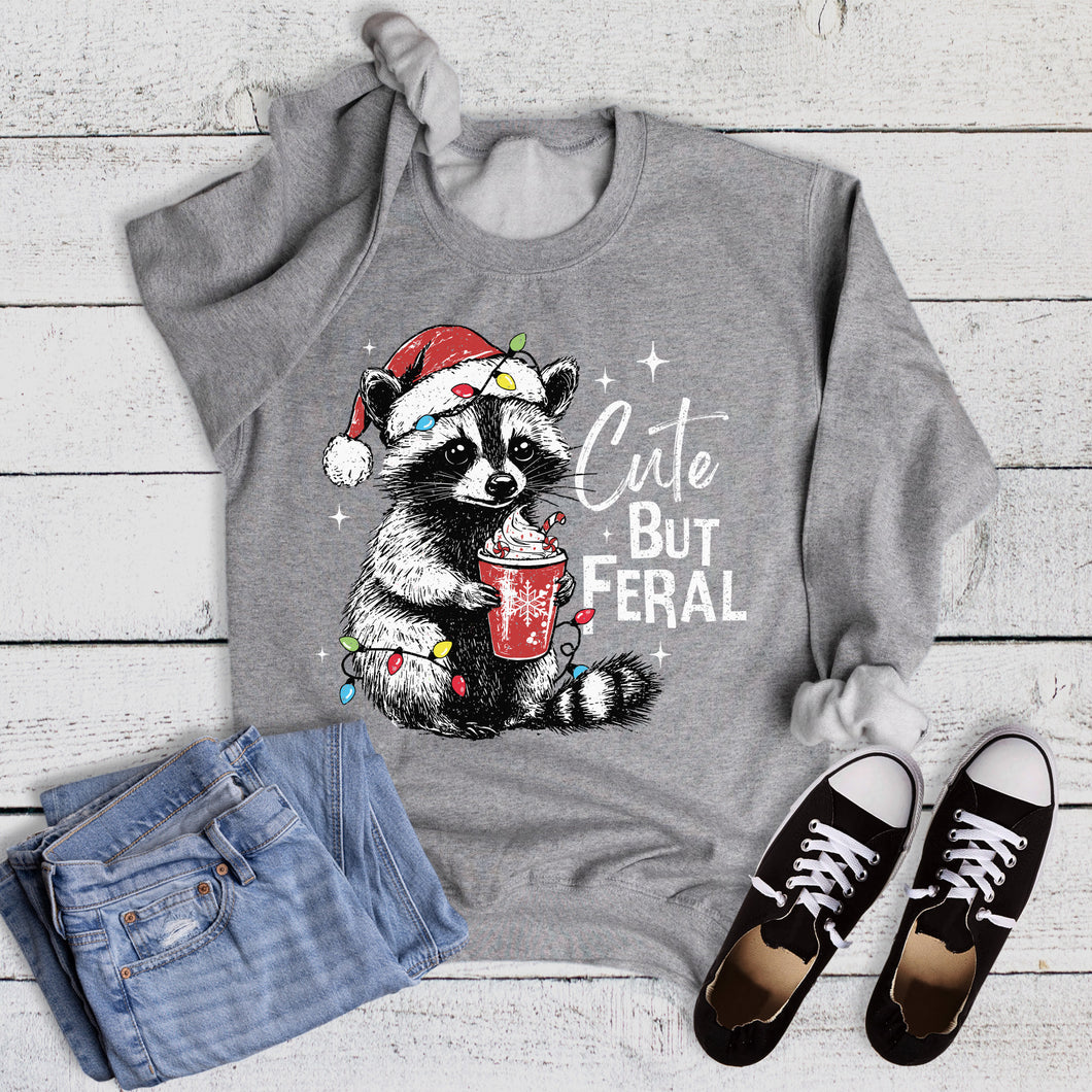 Christmas Cute But Feral with Cocoa Sweatshirt