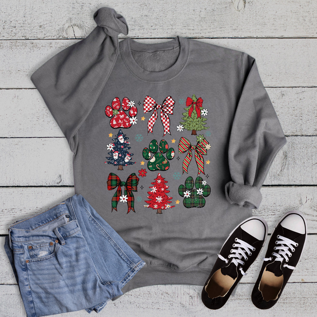 Christmas Dog Bow Collage Sweatshirt