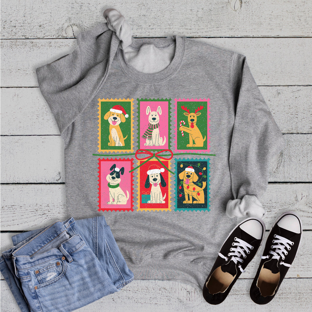Christmas Dog Stamps Sweatshirt