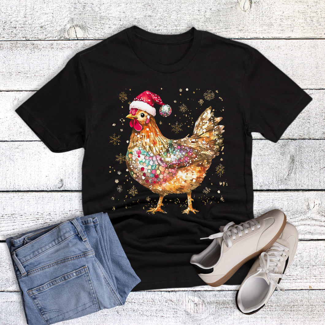 Christmas Glitter Santa Chicken