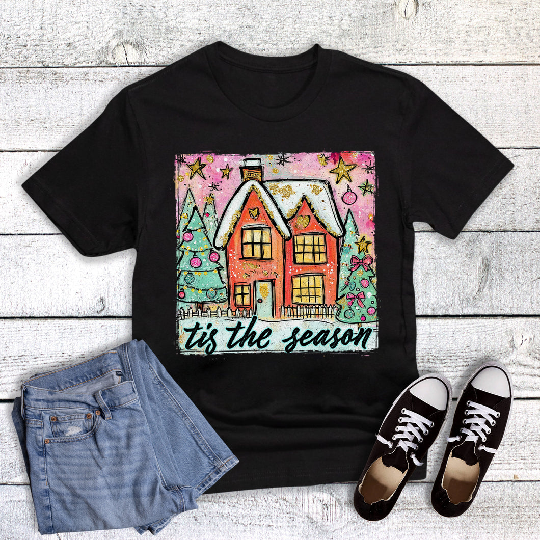 Christmas Glittery Watercolor Tis the Season