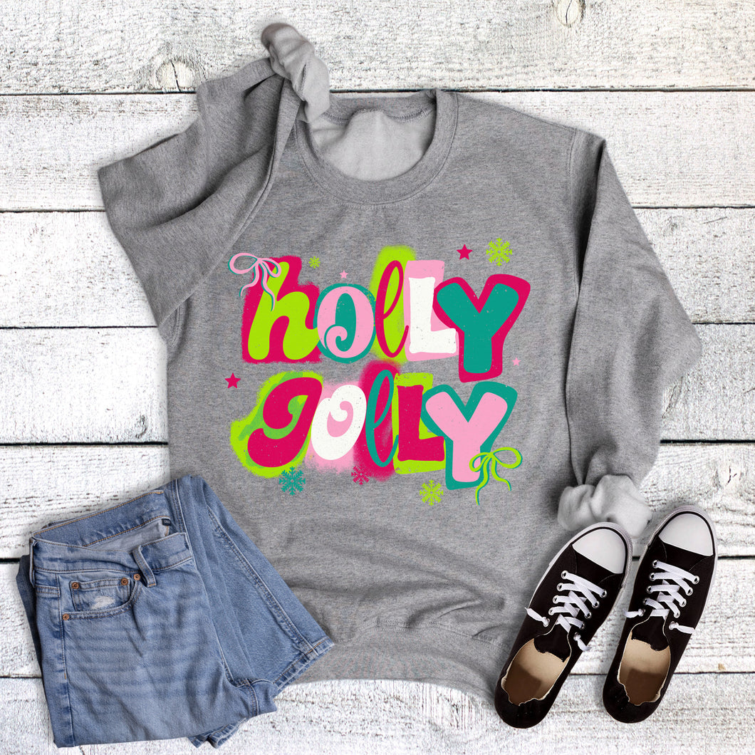 Christmas Holly Jolly with Snowflakes Sweatshirt