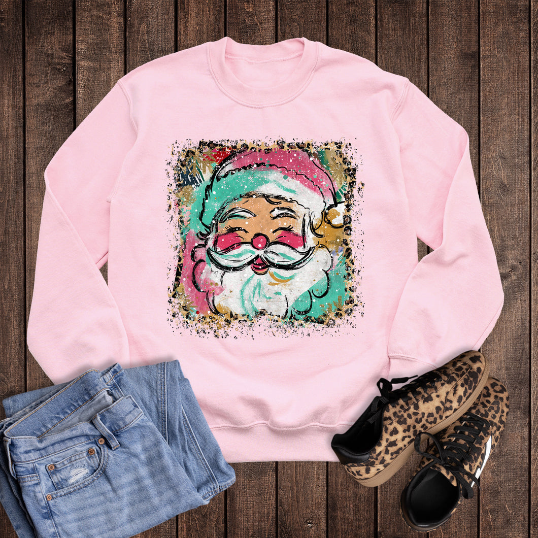 Christmas Leopard Watercolor Santa Sweatshirt