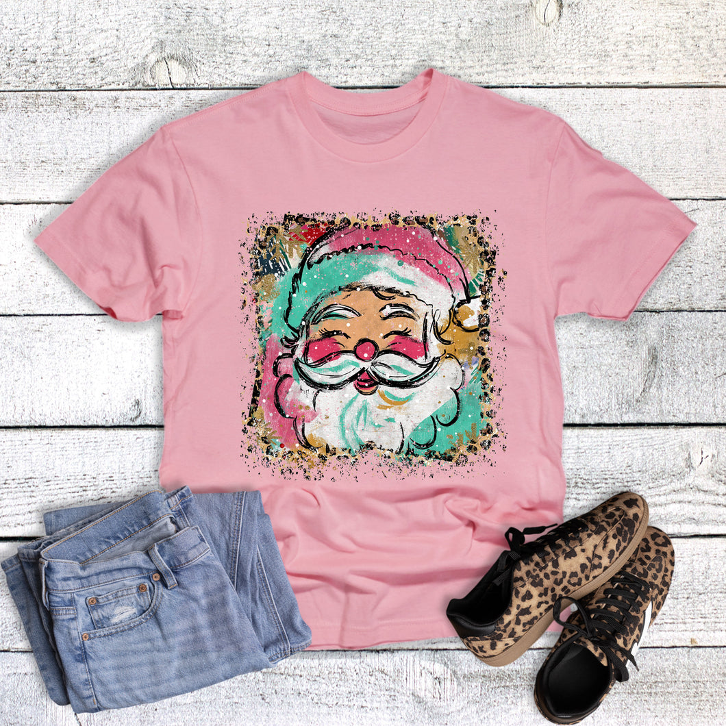 Christmas Leopard Watercolor Santa