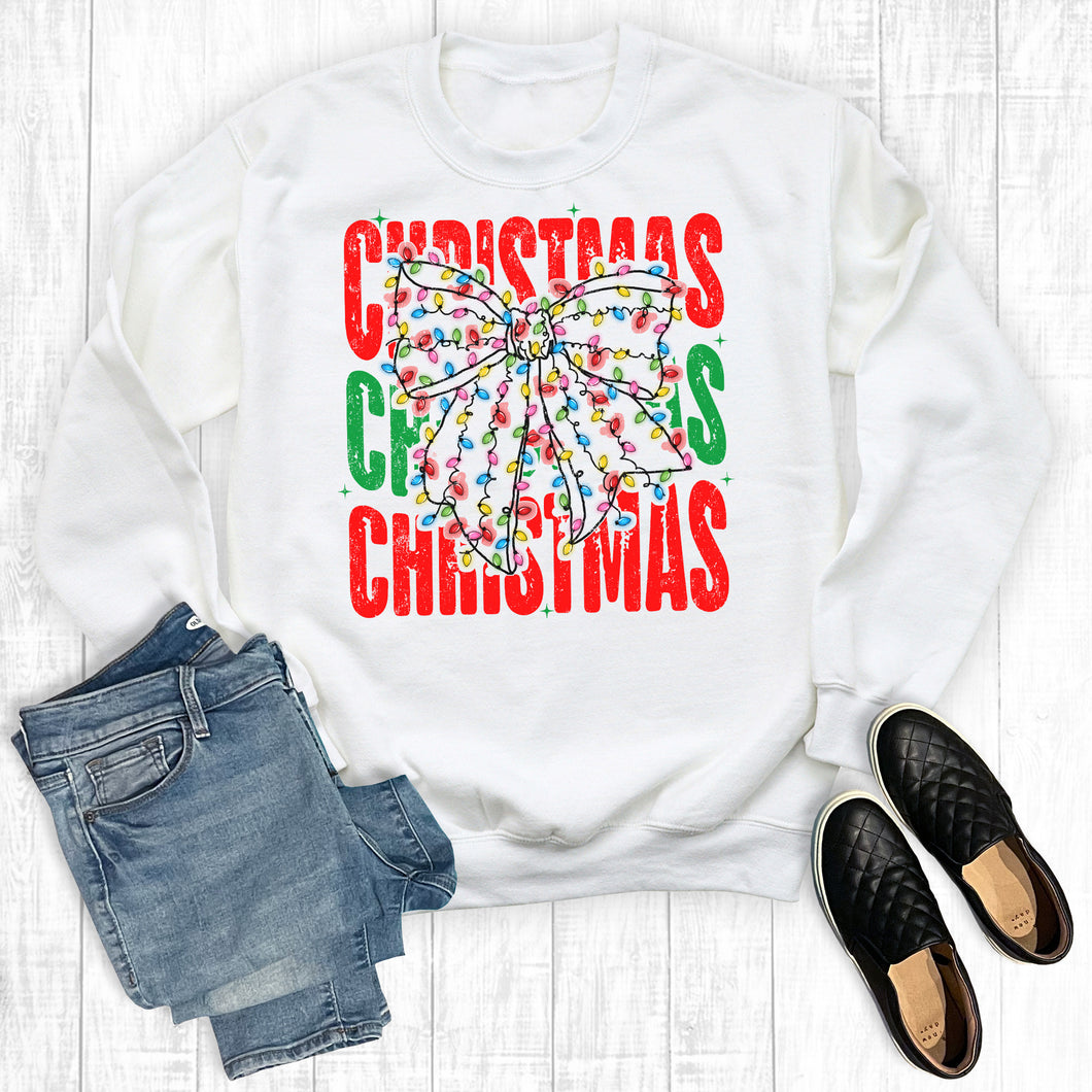 Christmas Light Coquette Bow Sweatshirt