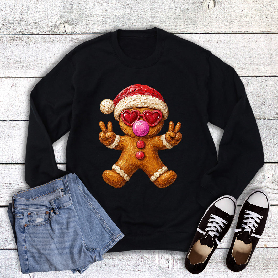 Christmas Santa Peace Gingerbread Sweatshirt