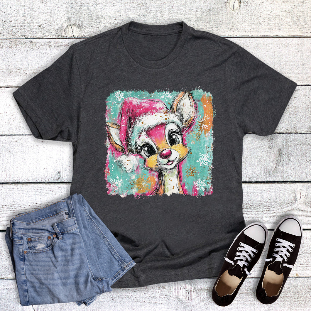 Christmas Santa Reindeer Watercolor