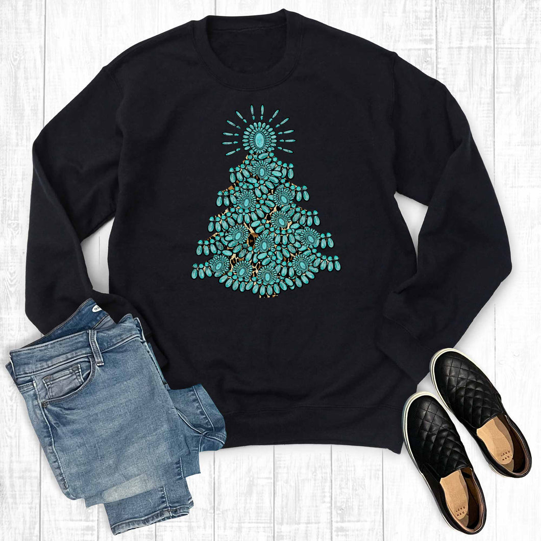 Christmas Turquoise Tree Sweatshirt