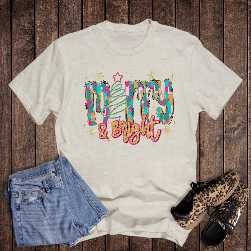 Christmas Watercolor Spiral Tree Merry and Bright