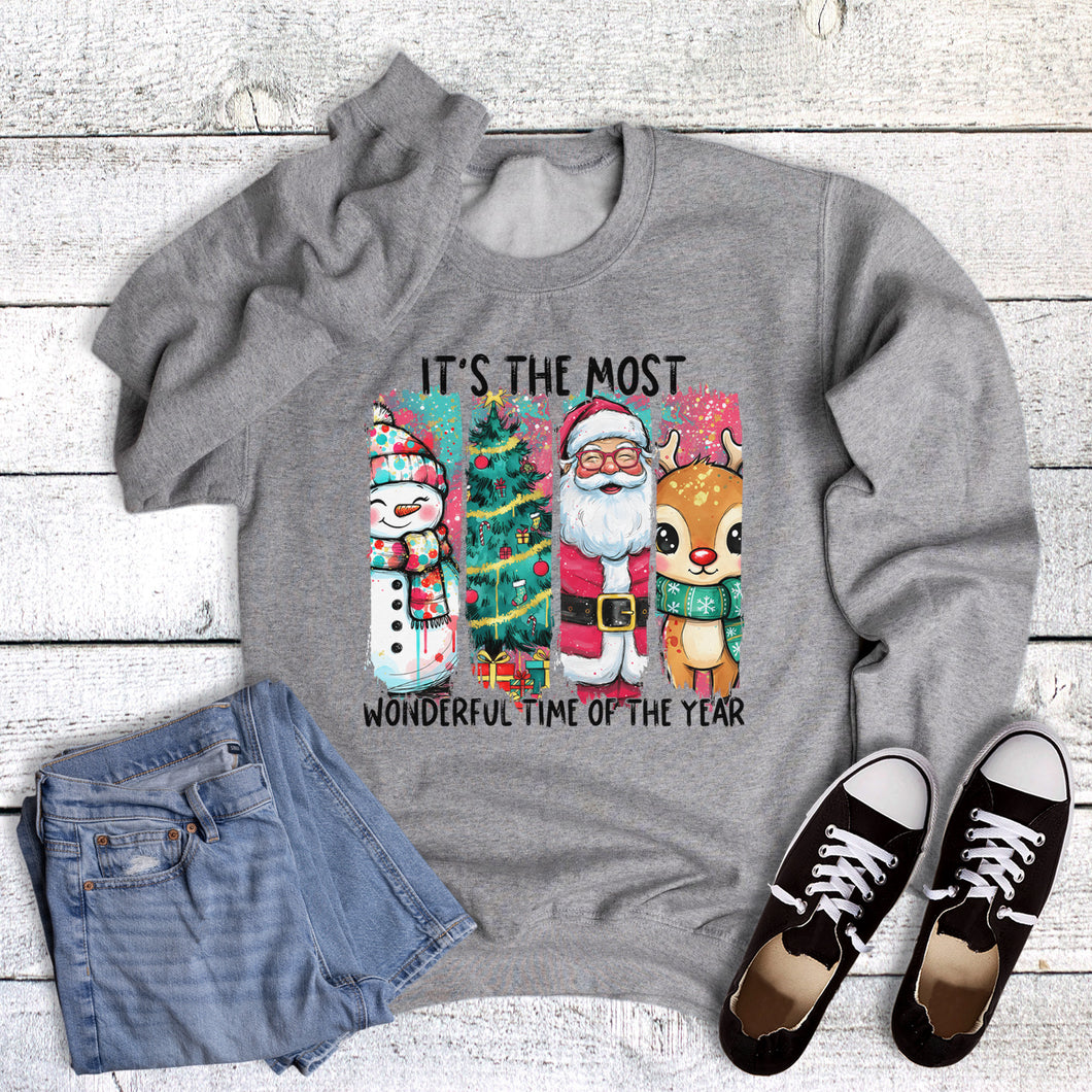 Christmas Watercolor Wonderful Time of Year Sweatshirt