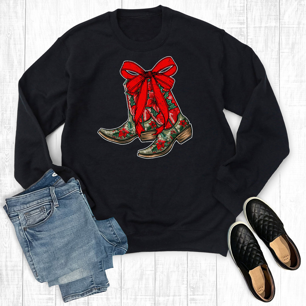 Christmas Western Cowgirl Boots Sweatshirt