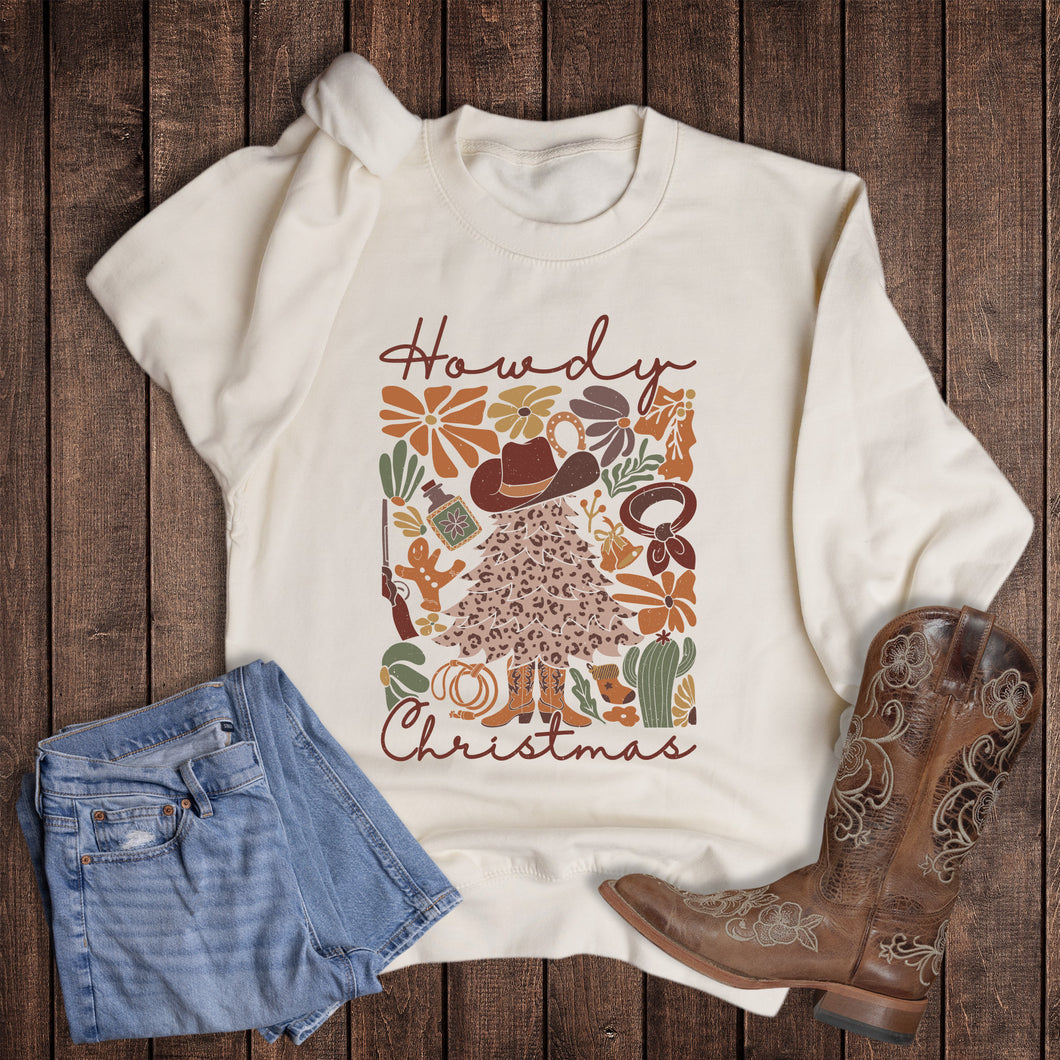 Christmas Western Howdy Collage Sweatshirt