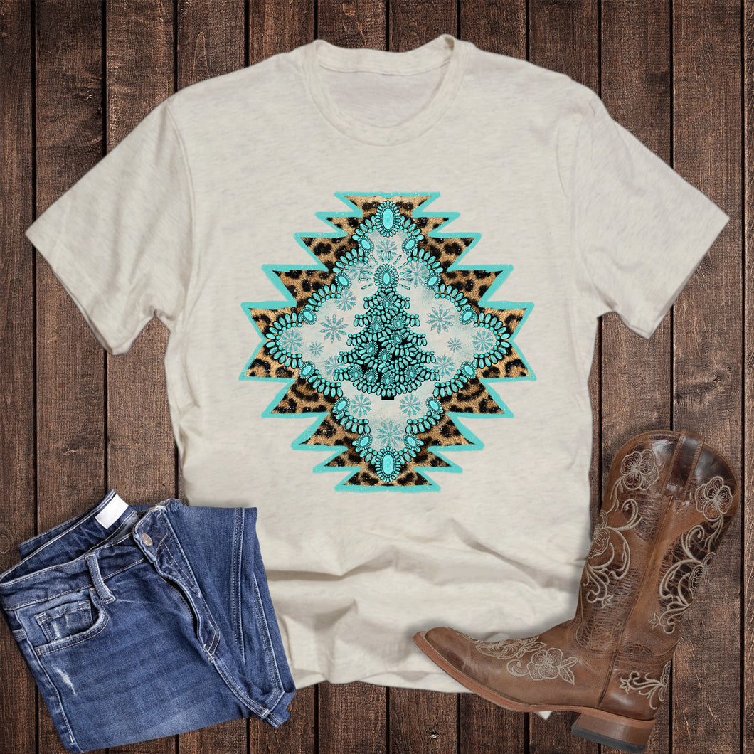 Christmas Western Tree Turquoise Aztec