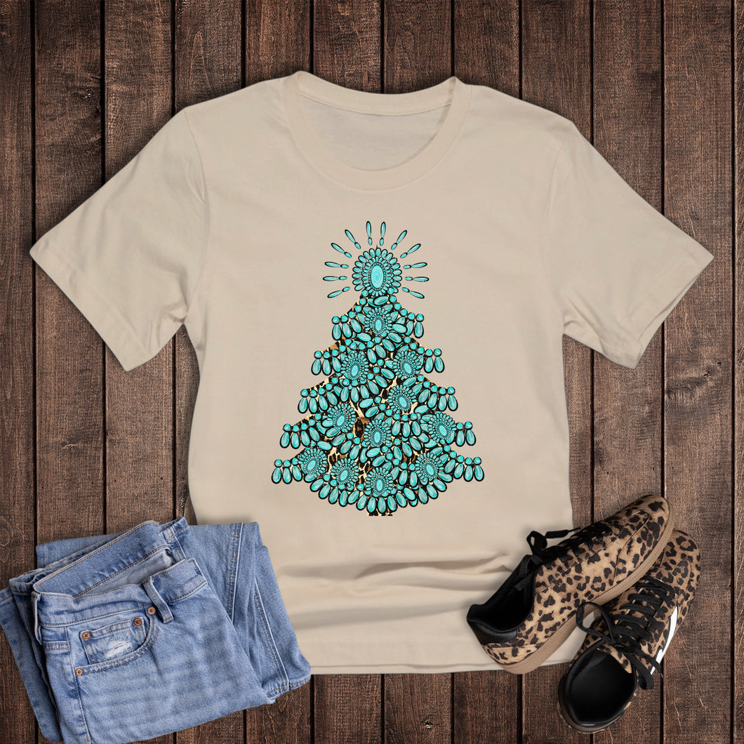 Christmas Western Turquoise Christmas Tree with Cheetah