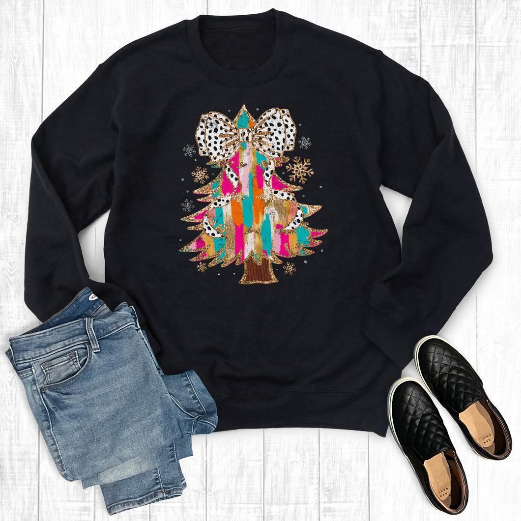 Colorful Coquette Christmas Tree Sweatshirt