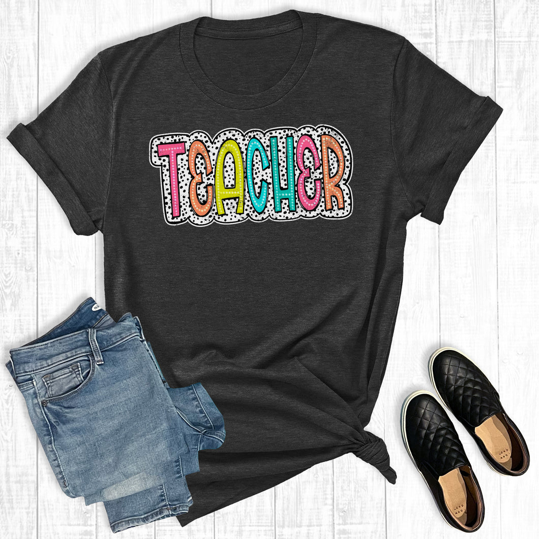 Colorful Dalmatian Dot Teacher