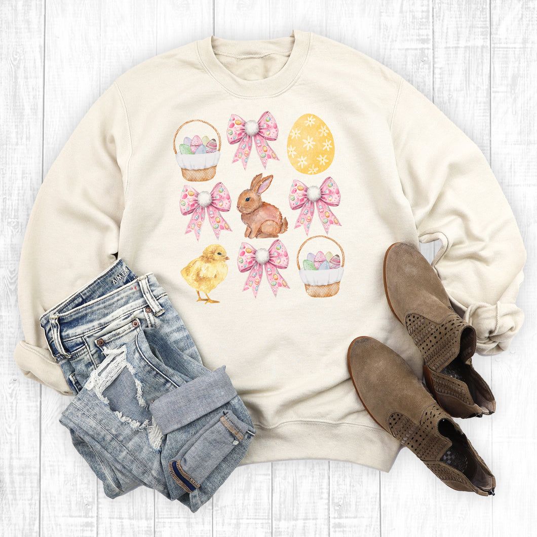 Coquette Bow Easter Bunny Vibes Sweatshirt