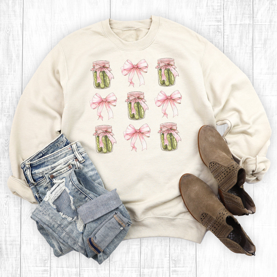 Coquette Bow Pickle Lover Sweatshirt