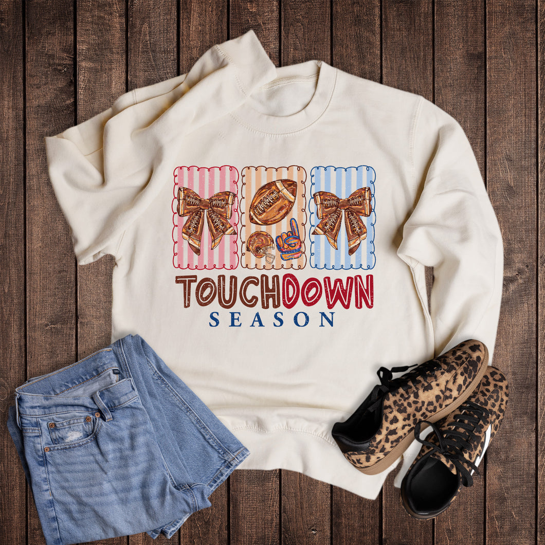 Coquette Stripe Touchdown Season Sweatshirt