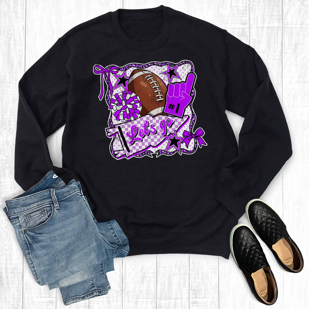 Custom Let's Go Football Collage Graphic Sweatshirt