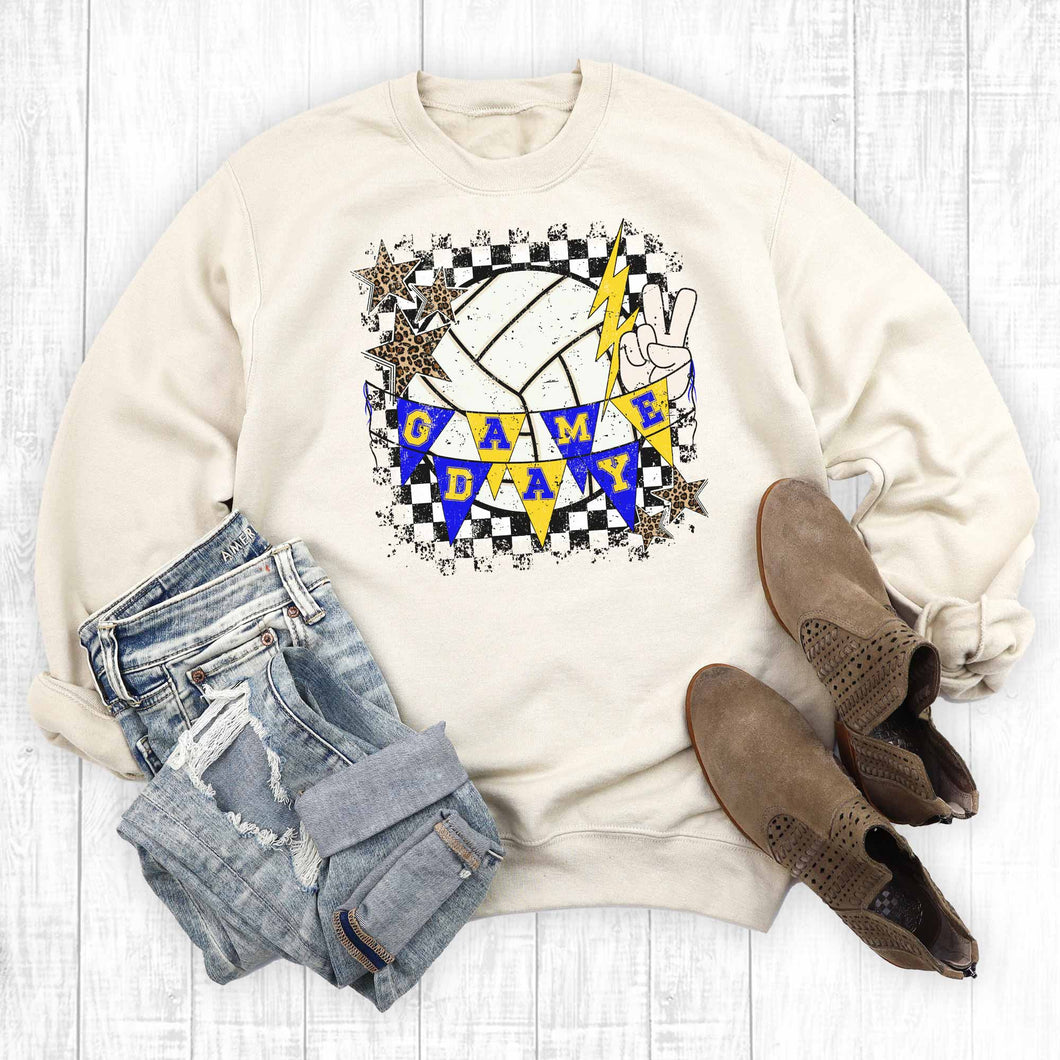 Custom Retro Game Day Volleyball Graphic Sweatshirt