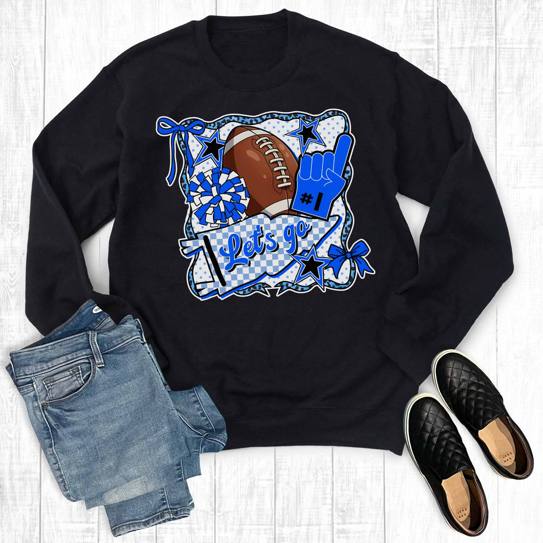Custom Retro Gameday Let's Go Football Blue Sweatshirt
