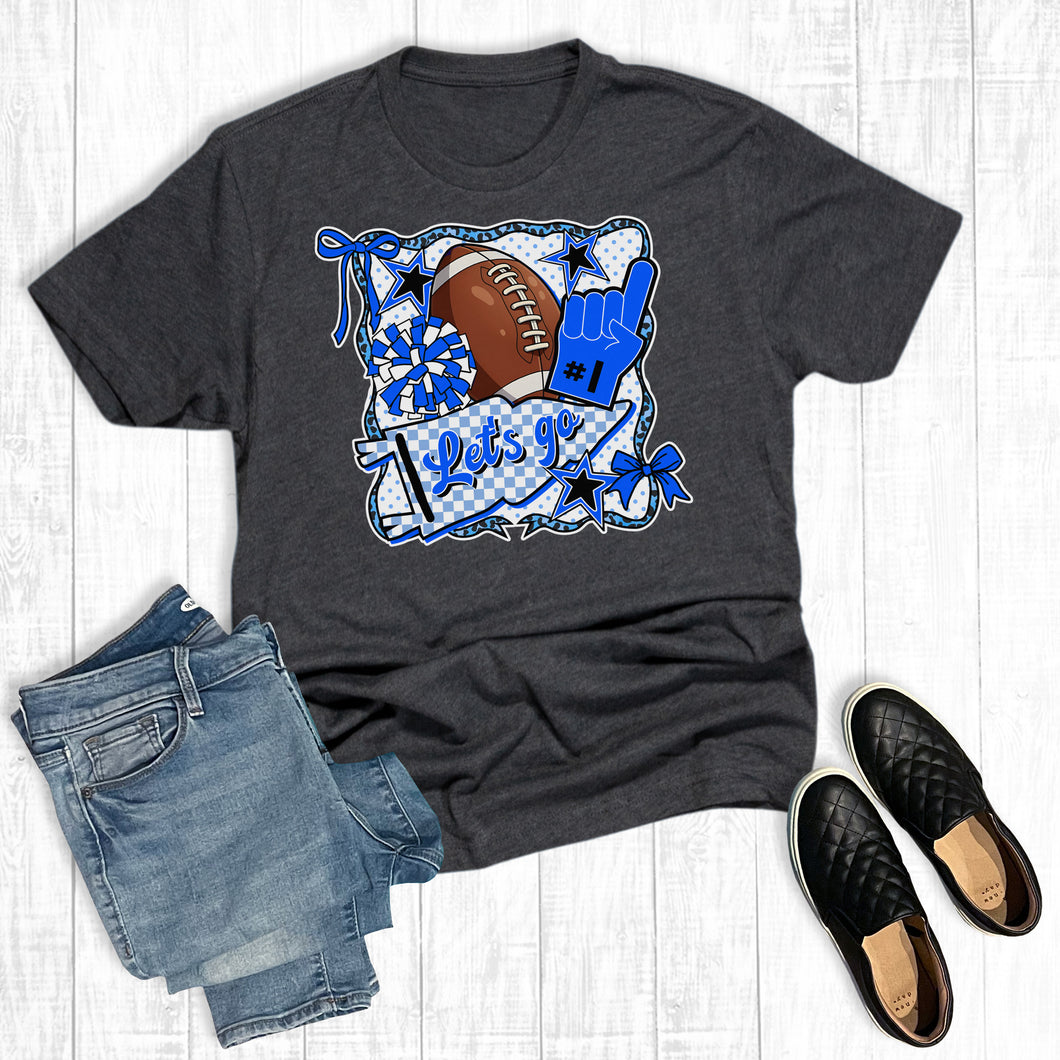 Custom Retro Gameday Let's Go Football Blue