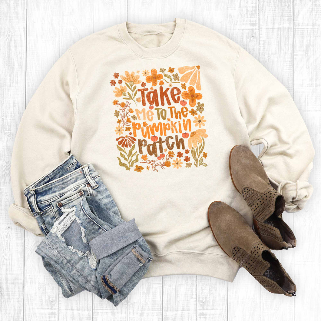 Fall Boho Take Me to the Pumpkin Patch Graphic Sweatshirt