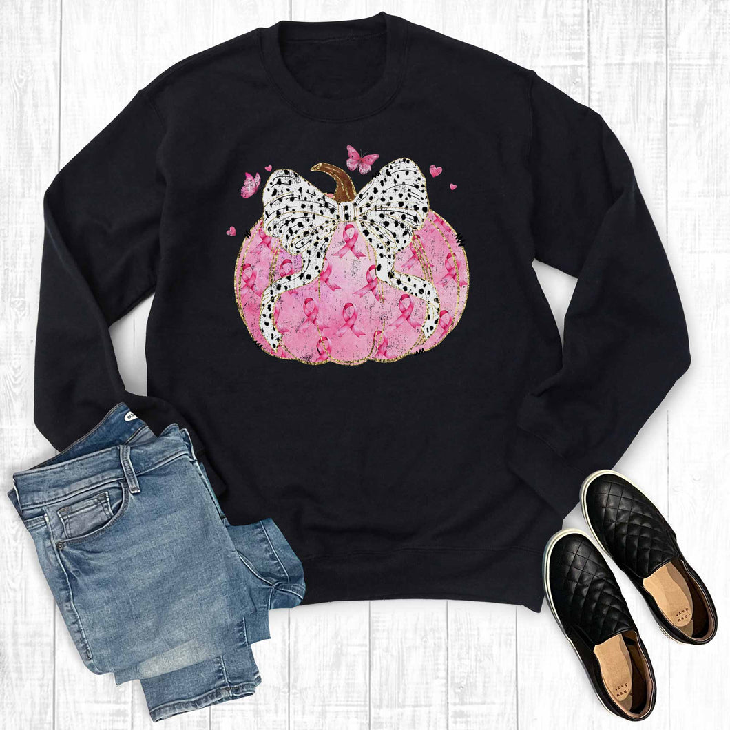 Fall Breast Cancer Awareness Pumpkin Graphic Sweatshirt