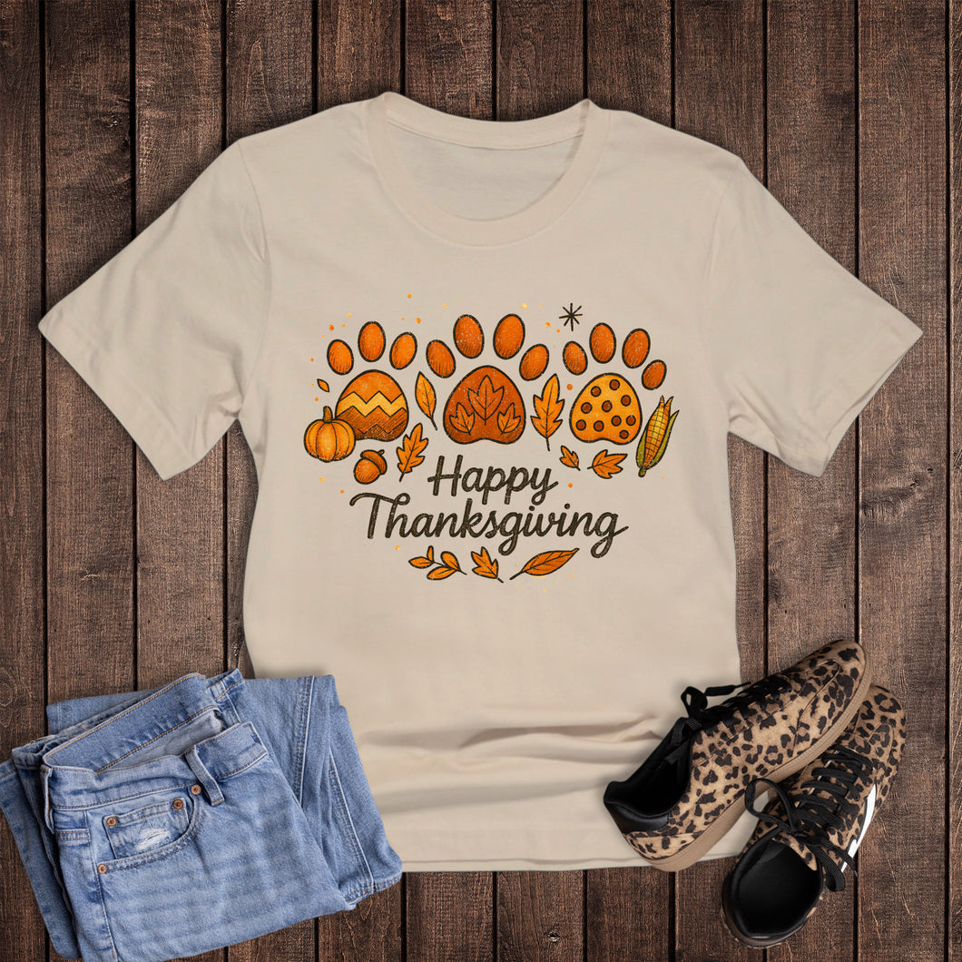 Fall Pets Paw Happy Thanksgiving