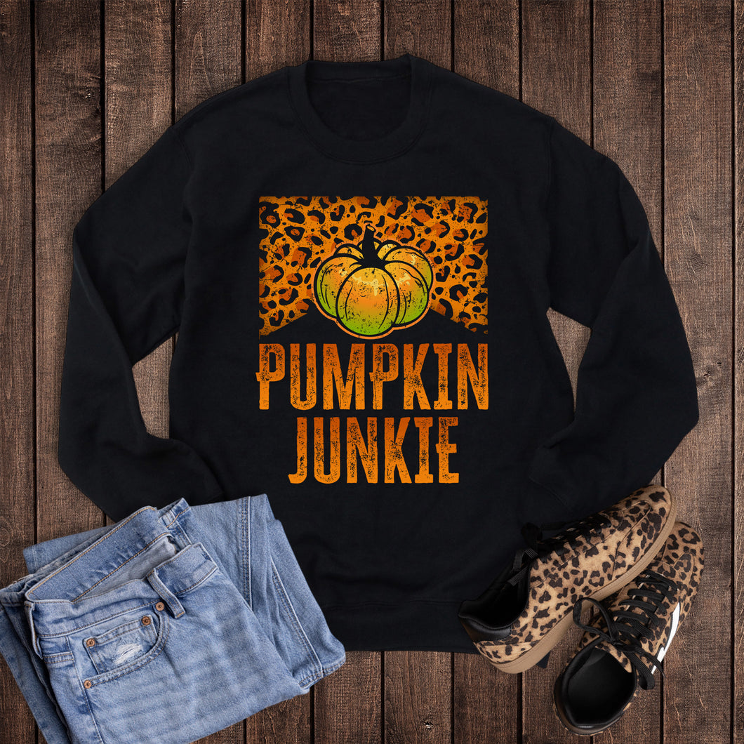 Fall Pumpkin Junkie Leopard Sweatshirt