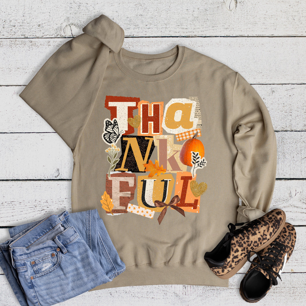 Fall Thankful Letter Collage Sweatshirt