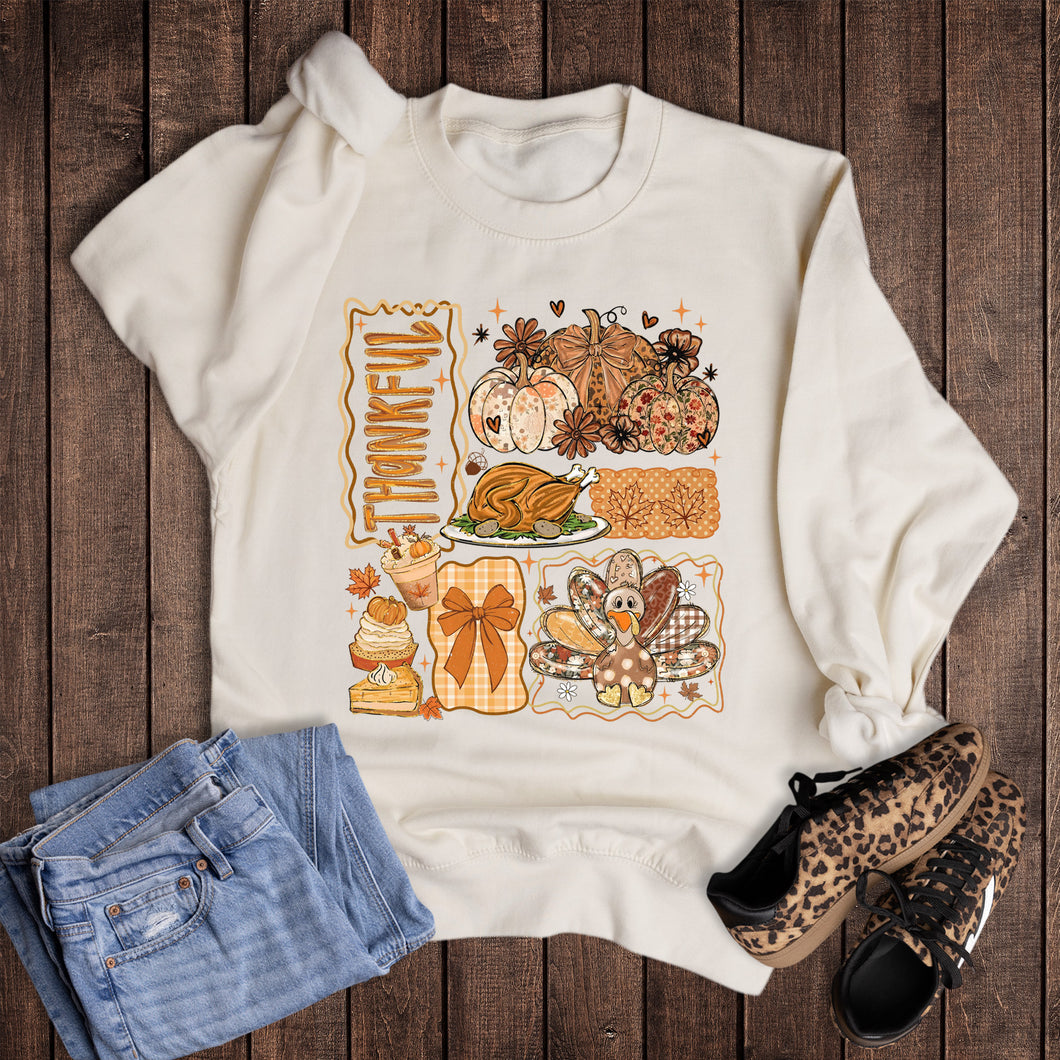 Fall Thankful Thanksgiving Collage Sweatshirt
