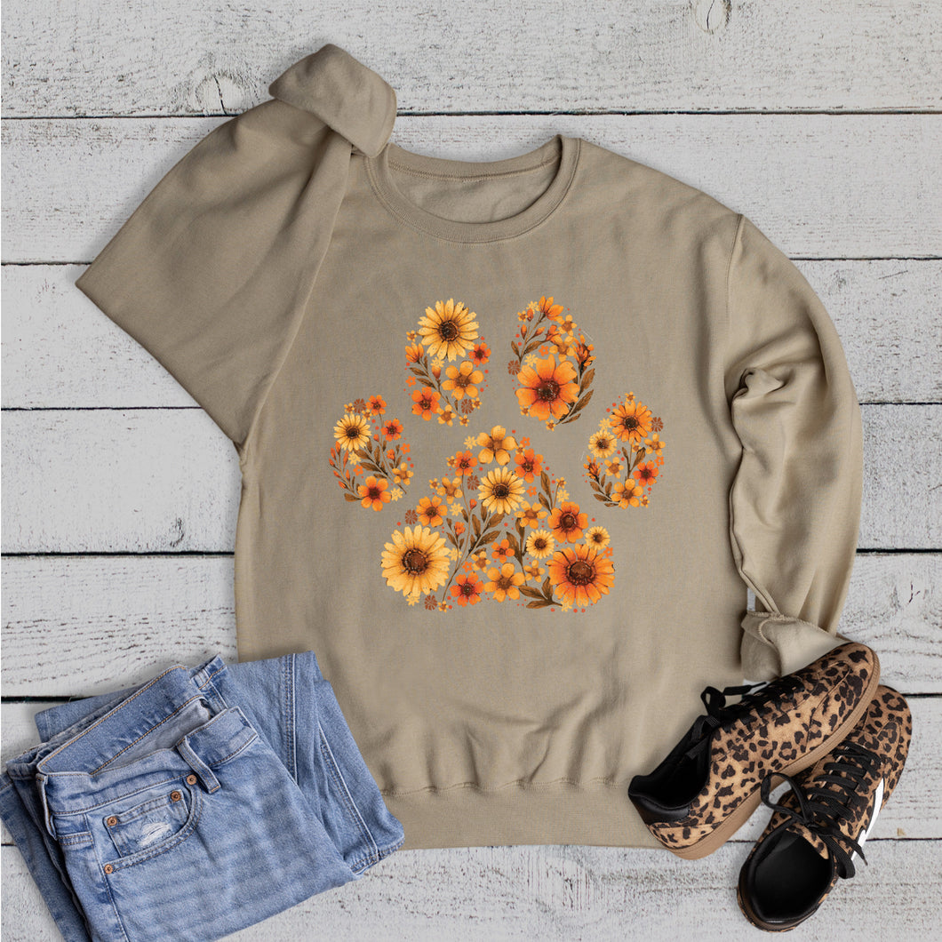 Fall Thanksgiving Floral Paw Sweatshirt