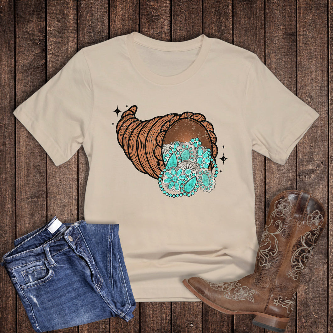Fall Thanksgiving Turquoise Cornucopia