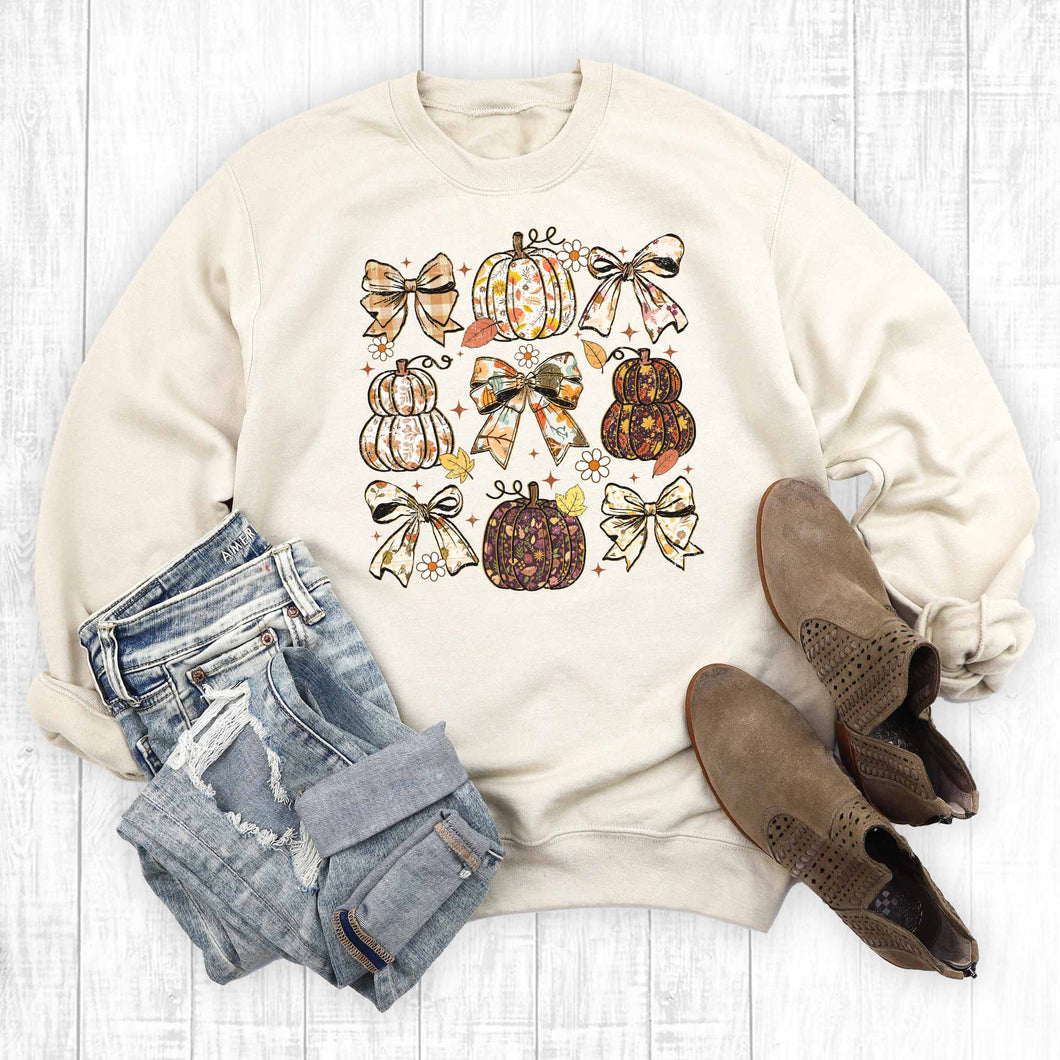Floral Coquette Fall Pumpkins Graphic Sweatshirt